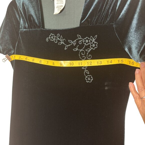 Velvet Dark Green Cap Sleeve Dress Girls Size 14.5  By Disorderly Kids - Picture 8 of 8